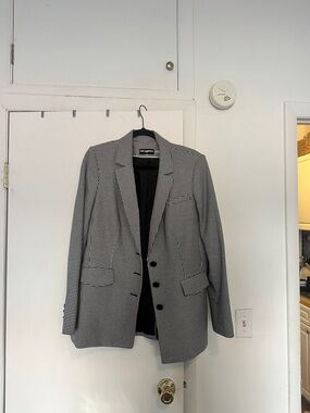 Karl Lagerfeld Black and White Houndstooth Blazer